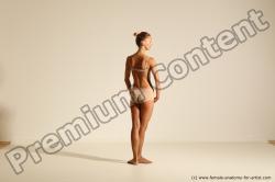 Underwear Gymnastic poses Woman White Moving poses Slim long blond Dynamic poses Academic